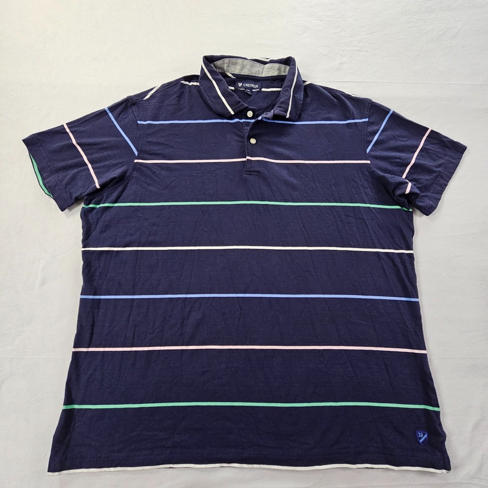 Cremieux Blue Short Sleeve Cotton Spandex Polo Shirt Men's 2XL